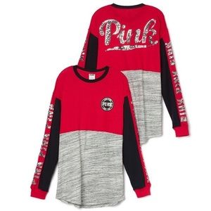 VS PINK Sequin Bling Varsity Tee | Size S